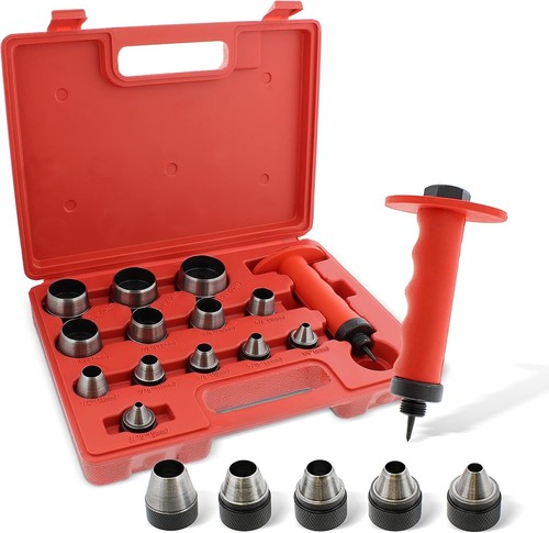 Heavy-Duty Manual Hole Punch Kit with Rubber Grip & Organized Storage Case - Picture 3 of 8