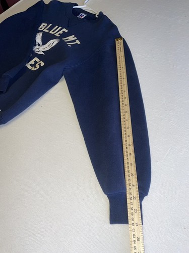 VTG 80s 90s Russell Athletic Crewneck Sweatshirt Sz S Made USA Blue MT. Eagles - Picture 5 of 11