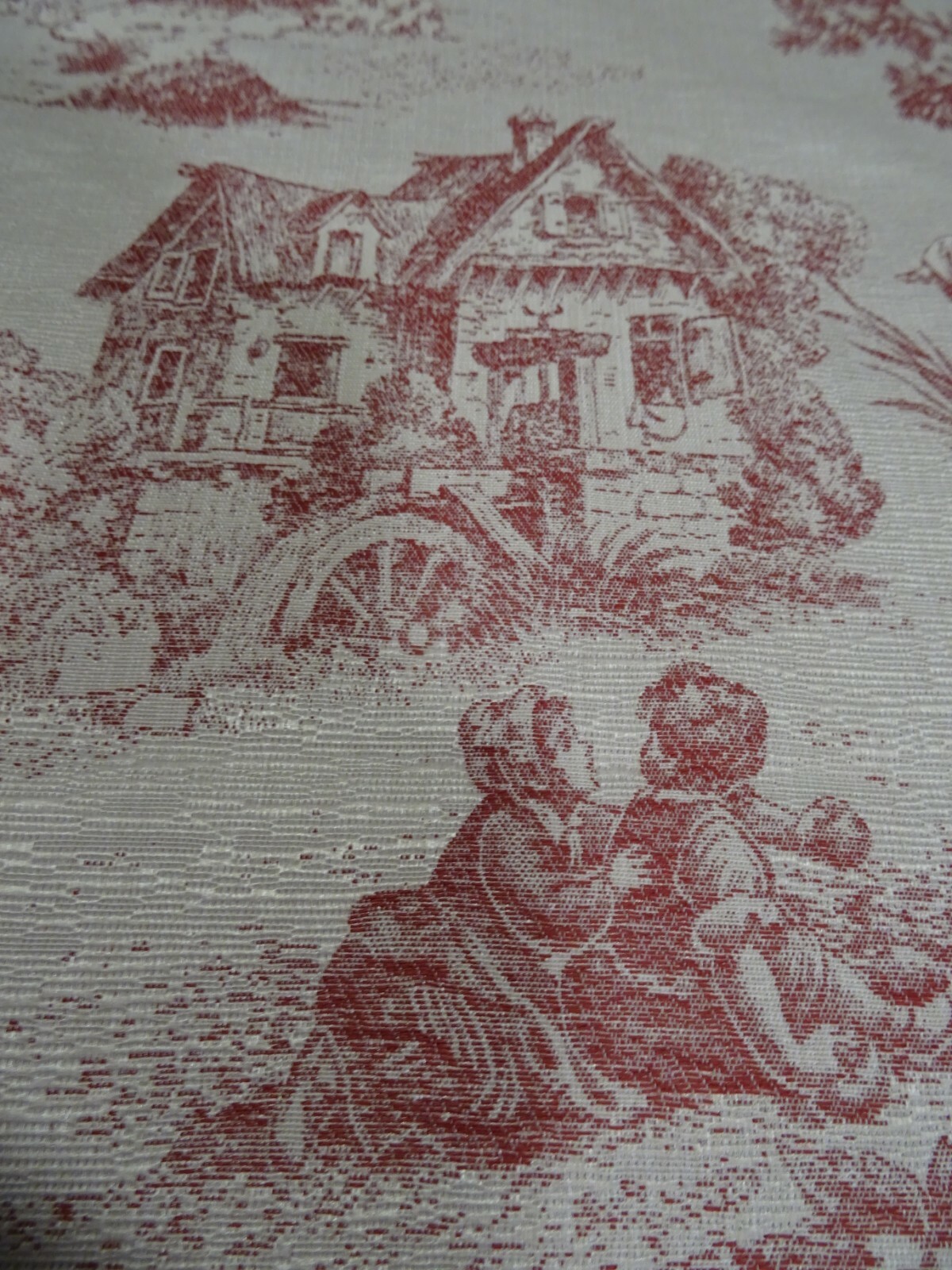 Tissu coton au mètre Toile de Jouy parme 2m90x1m50 scènes enfant
