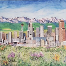 ART PRINT Calgary Alberta Canada City Skyline Limited Edition Picture WA Boyd