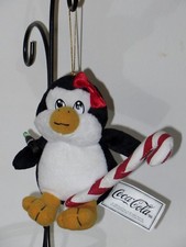 1999 Coca-Cola Penguin With Candy Cane 5 Inches Stuffed Animal