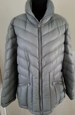 KENNETH COLE Reaction XXL Women’s Down Puffer Jacket Winter Coat Quilted Silver