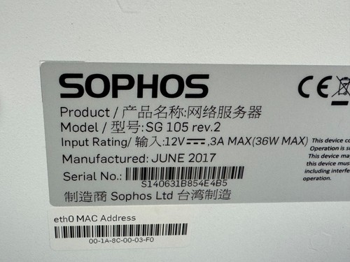 Sophos SG 105 Firewall Security Appliance Rev 2 w/ Power Supply - Afbeelding 7 van 7