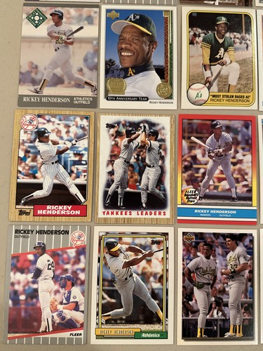 Rickey Henderson ⚾️ Athletics & Yankees Ball Cards ⚾️ 25 Card Lot ⚾️ 1981-1998 - Picture 4 of 18