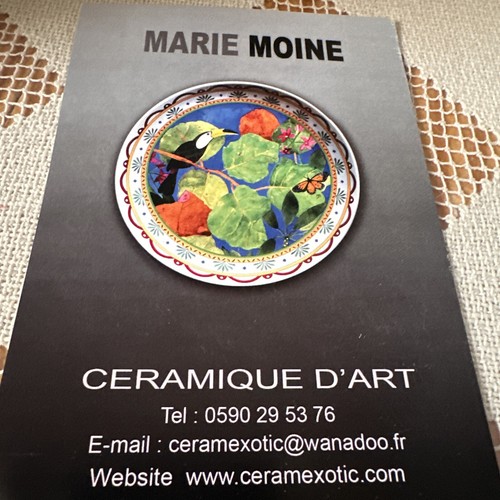 Artista Firmato Ceramique d'Art Saint Martin Creazione Marie Moine 7" Piatto Spiaggia - Foto 4 di 7