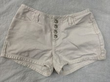 No Excuses Women's Junior's Size 5/6 White Denim Jean Shorts Button Fly Vintage