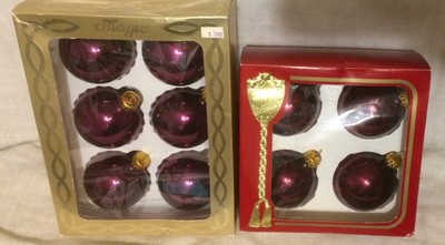 10 Vintage Made In Usa Blown Glass Christmas Ornaments 3 X 2 5 Ball Wine Color Ebay