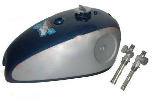 BSA Goldstar Catalina Trials Blau Chrom Benzin Tank Mit Kappe & Wasserhahn ECS-image