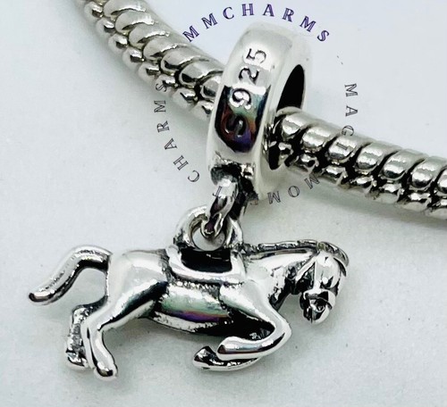 GALLOPING HORSE - Sterling Silver S925 European Charm & Gift Pouch Riding Pony - Picture 5 of 7