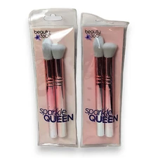 2x Sparkle Queen Beauty 360 2 Glow Up Brushes Duo Rounded Bristles Highlights