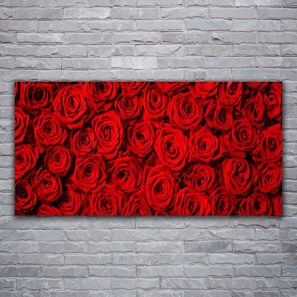 Impression 120x60 roses sur tableau en verre de luxe