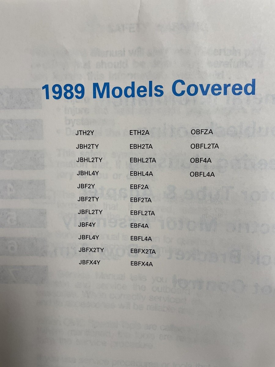 Manuel D'entretien Johnson/Evinrude 1988 - Moteurs Hors-bord électriques - OEM P/N 507752