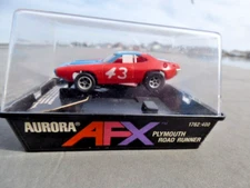 AURORA AFX 1762 RED BLUE 43  'PLYMOUTH ROAD RUNNER STOCK HO SLOT CAR N O S MINT
