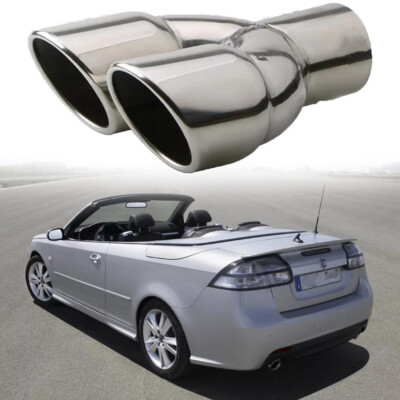 63mm Car Muffler Tip Double Outlet Stainless Accessories For SAAB 9-3 AERO Sedan