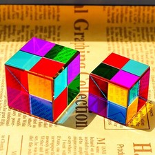 Rainbow Crystal Cubes Figurines Gifts Cube Glass Color Cube Prism for Home Decor