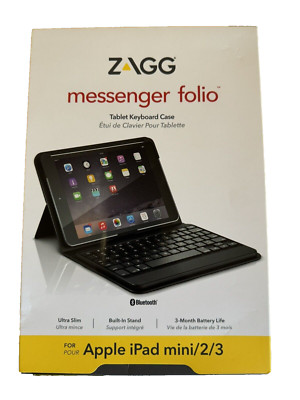 ZAGG Messenger Folio Tablet Keyboard Case iPad Mini 2 / 3 Black NIB