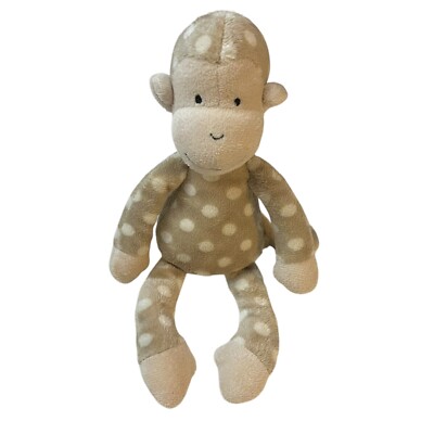 Little Jellycat Monty Monkey Rattle Plush Lovey Polka Dots Brown Tan ...