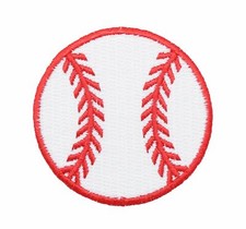 Baseball Sports Ball 1-1/2" Red/White - Iron on Applique/Embroidered Patch