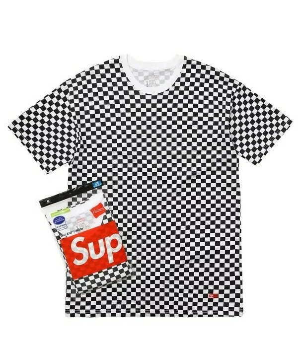 SS18 Supreme Hanes Checker Tagless Tees (2 pack) size L large New And Unopened