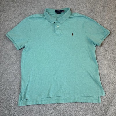 Polo Ralph Lauren Polo Shirt Pima Soft Touch Cotton Mens XL Teal Blue Preppy