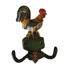 Cast Iron Single Hook Wall Hanging Rooster Hat Towel Coat Hooks 5.5" Farmhouse