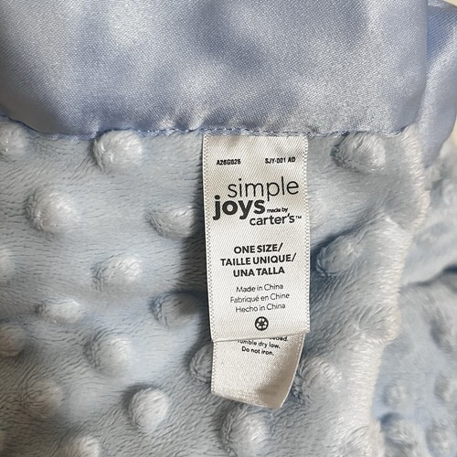 Carter's Simple Joys Blue Minky Dot Baby Blanket Lovey Lovie Blankie Satin Trim - Picture 6 of 11