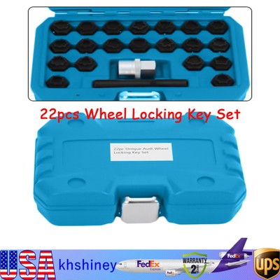 22pcs Universal Wheel Locking Key Socket Wheel Rim Lug Nut Master Removal Tool
