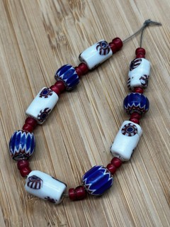 African Trade Beads Antique RARE Mini Venetian Bear Paw Chevron