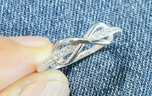 VVS1 Infinity Knot Moissanite Ring Solid 925 Sterling Silver Promise Band Size 7