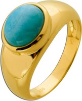 Larimar Ring Silber 925 Vergoldet Blauer Natur Larimar 4Ct
