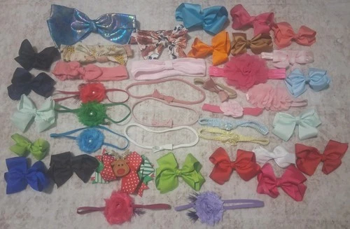 Lot Of 40 Baby Girl Mixed Hair Accessories, Headbands and Clips