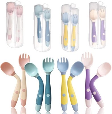 Baby Utensils Spoon Fork with Travel Case, Toddler Utensils for Self