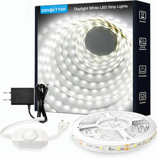White LED Strip Light, 20 Ft Dimmable Bright Rope Lighting, 6500K 24V Strips, 36