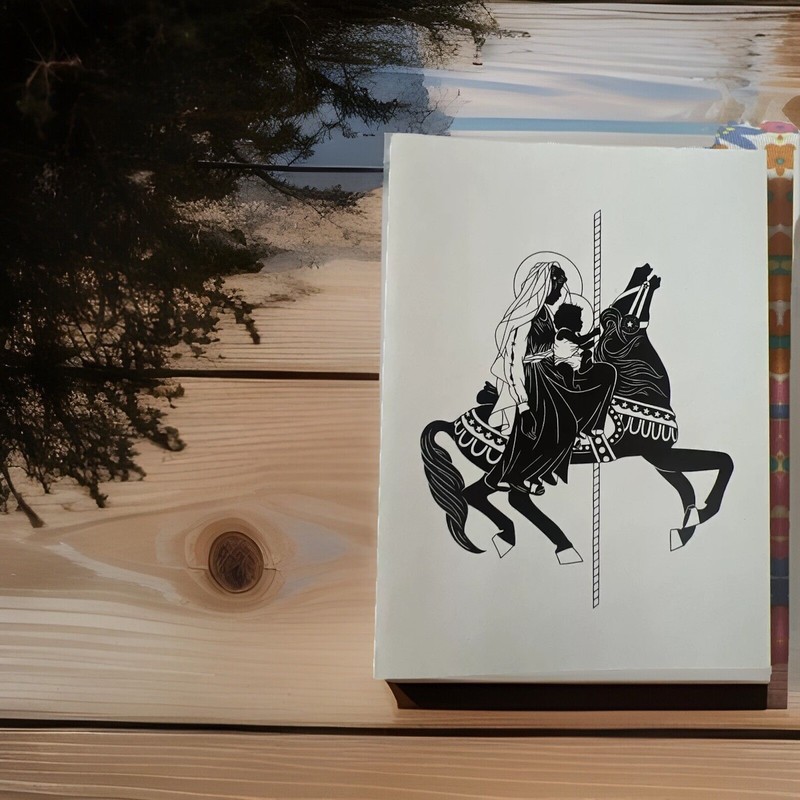 New Greeting Card With Envelope Our Lady Carousel Madonna Jesus     Dan Paulos