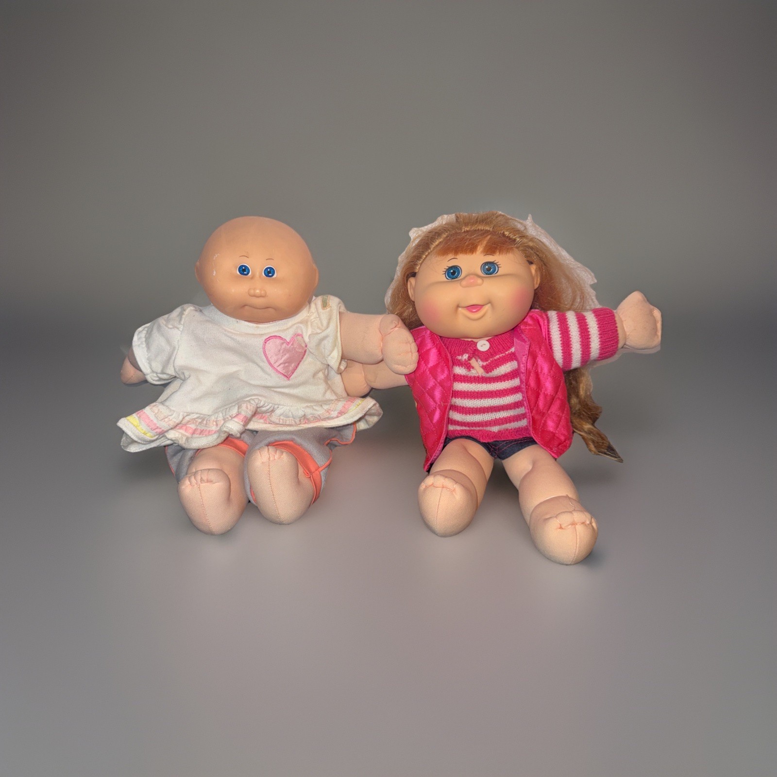 Lot Of 2 Cabbage Patch Kids Doll 1982 Vintage Blue Eyes Bald + 2015 Blonde Hair