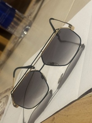 Cazal Geometric Designer Men's Sunglasses Gold Metal Frame Gradient Gray Lens