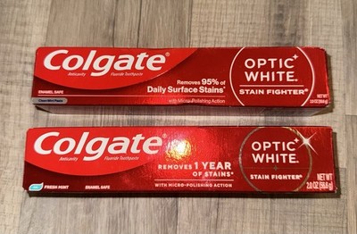 Colgate Optic White Stain Fighter Clean Mint & Fresh Mint 2oz 2pk