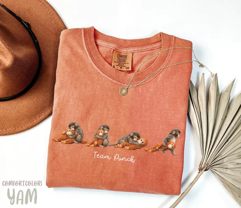Team Punch Comfort Colors Shirt Cute Baby Monkey Animal Lover Gift