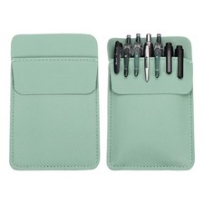 2 Pack Leather Pocket Protector MultiPurpose Pen Pocket Holds 7 Pens Olive Green