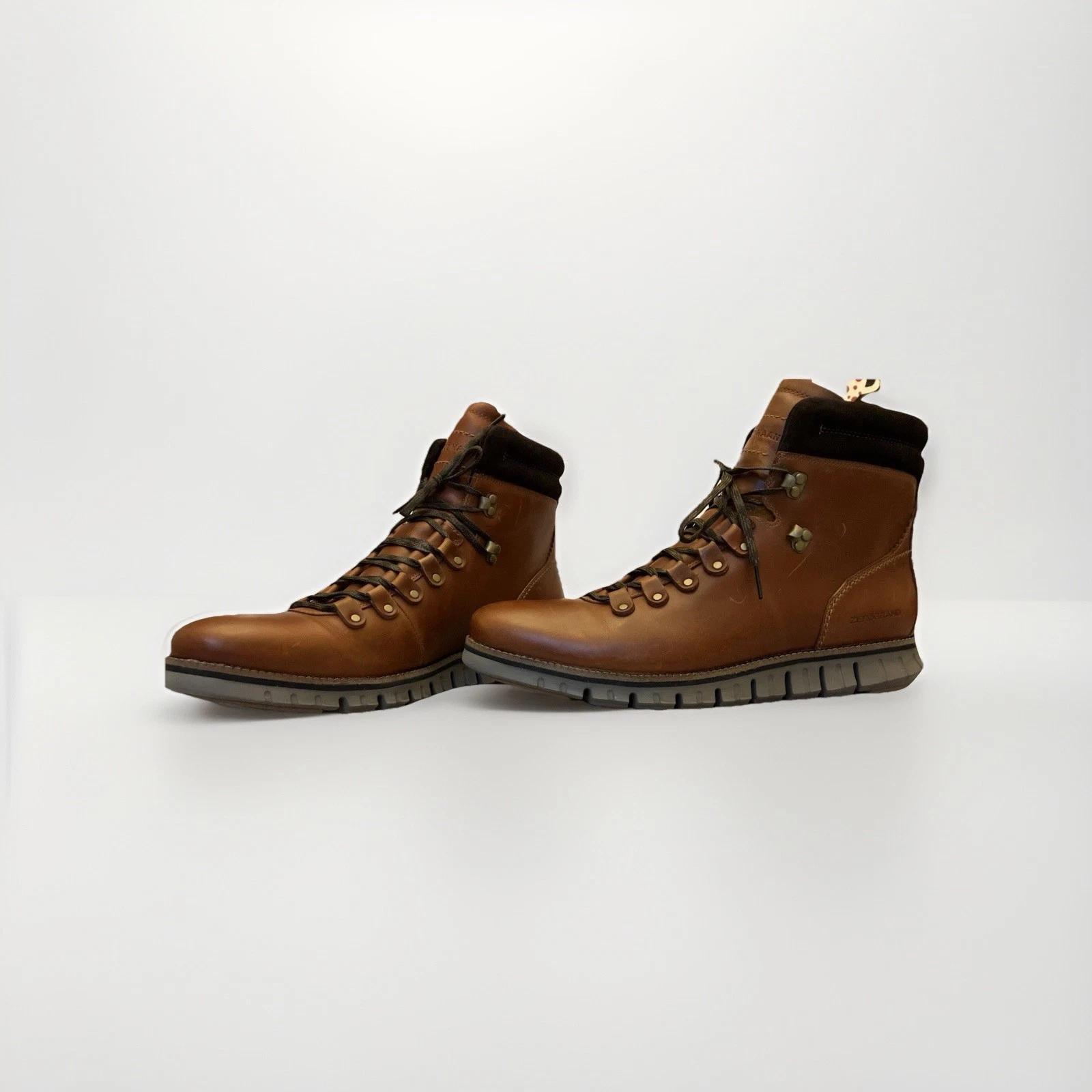COLE HAAN ZERØGRAND Men's Size 12 Leather Water Resistant Hiking Boots Brown
