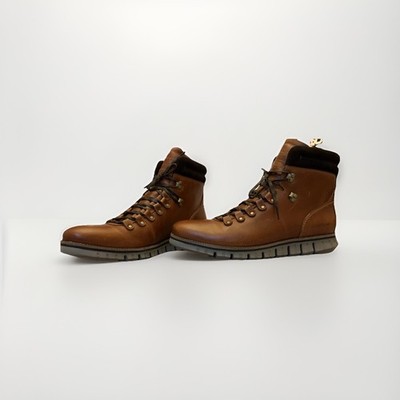 COLE HAAN ZERØGRAND Men's Size 12 Leather Water Resistant Hiking Boots Brown