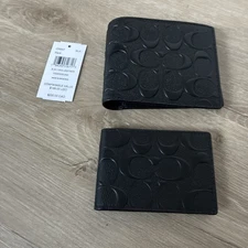 ~BRAND NEW~ Coach Men's 3 In 1 Compact ID Wallet /CR957/Black, MSRP $188