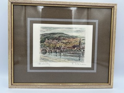 Vintage Paul Fuhrmann (1893-1952) Heidelberger Farbradierung, gerahmt von Galerie Vogel
