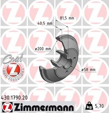 2x ZIMMERMANN Bremstrommel COAT Z 430.1790.20 für OPEL H08 AGILA F68 LPG CDTI