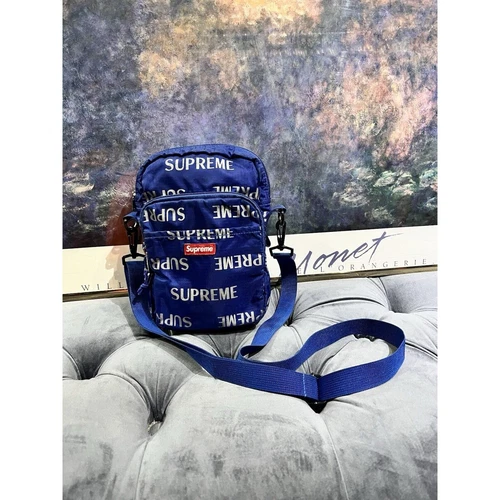 Sac bandoulière Supreme 3M réfléchissant répétition bleu FW16 authentique