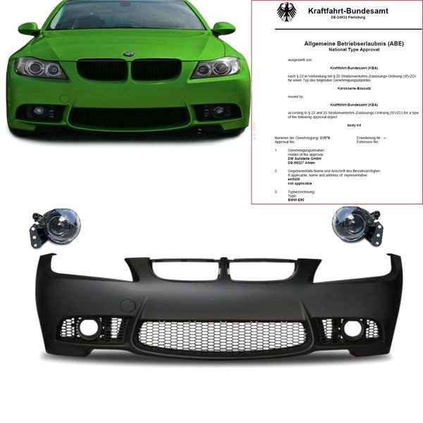 FüR BMW 3Er E90 E91 Bj 05-08 Passend StoßStange Vorne Schwarz+ Nebel +Abe Stvzo-image