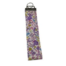 NEW Handmade Wrist Keychain White with Delicate Purple Floral Pattern