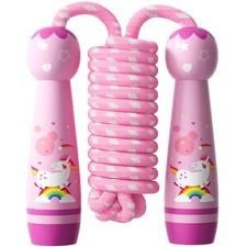 Jump Rope for Kids-Adjustable Cotton Braided Skipping with Unicorn