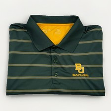Baylor Bears Striped Performance Golf Polo Shirt Men  s 2XL Short Sleeves