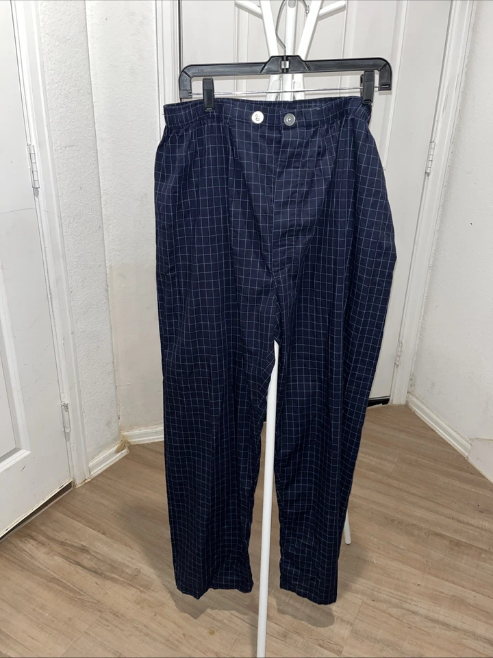 Croft & Barrow Hombre’s Ropa de Dormir Mediana, Azul Cuadros Mezcla de Algodón Pijama Talla XL Foto 3 de 4